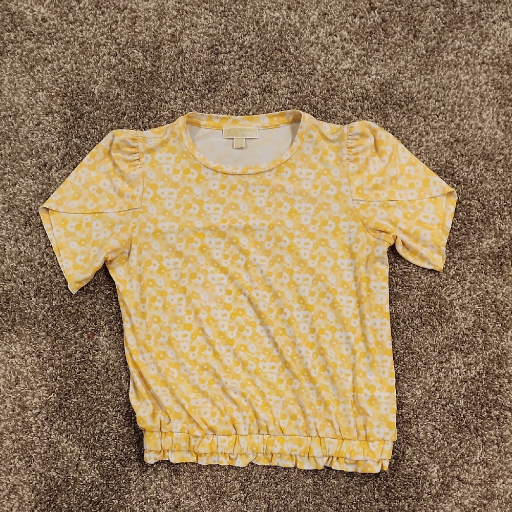Michael Kors Yellow and White Floral Blouse